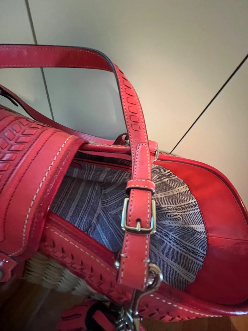 Vintage Coach Editorial XL Straw Leather Beach Tote & Matching Clutch Set